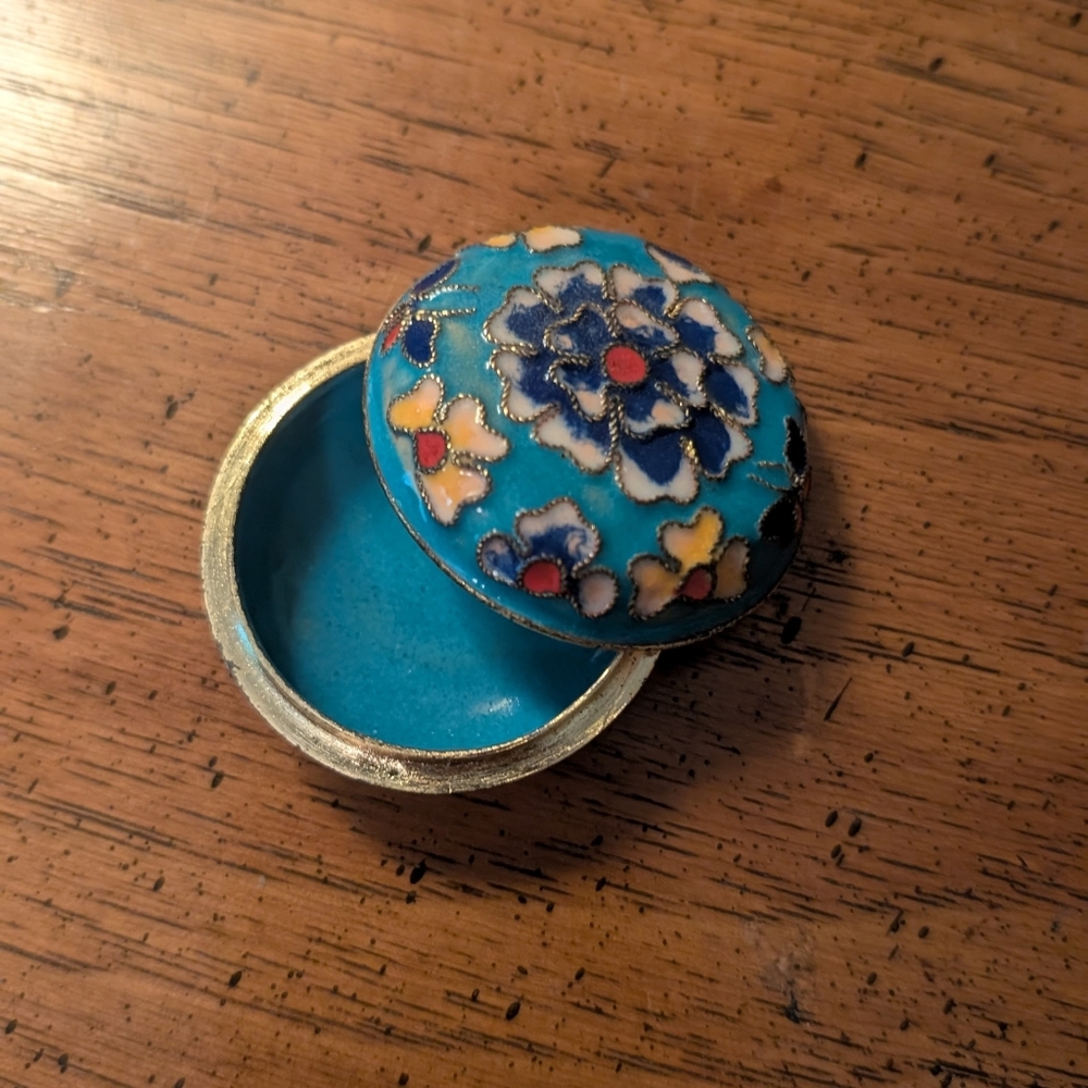 Floral Enamel Trinket Box
